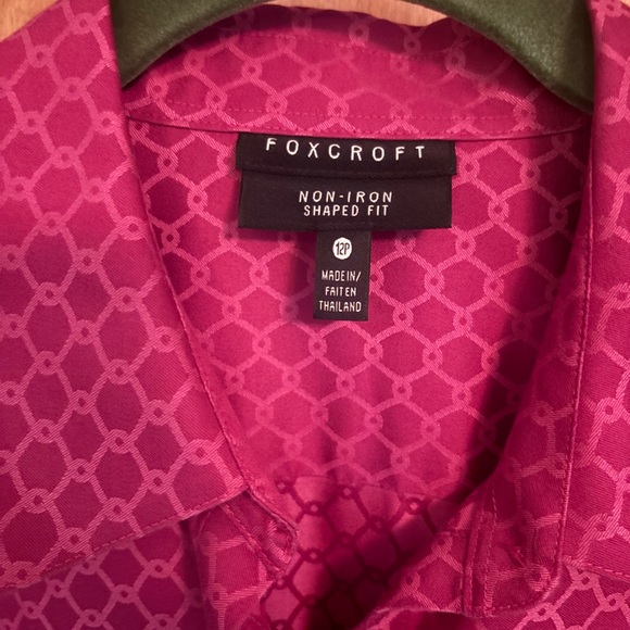 Foxcroft button front blouse no iron size 12P cranberry color NEW - Picture 2 of 7